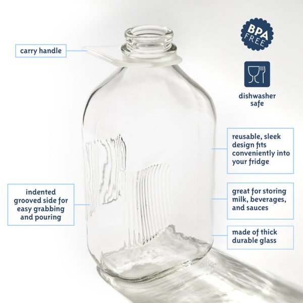 Signature Print 64oz Farmhouse Milk Bottle with Lid and Pour Spout - Milk For Sale - Image 4