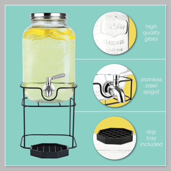 1 Gallon Glass Beverage Dispenser with Stand - Yorkshire Online Sale - Image 2