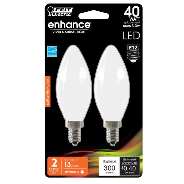 2-Pack 40W Torpedo Tip Frost Enhance LED Light Bulbs BPCTF409 Supply